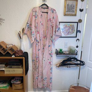 VTG Kimono/Robe Pink Floral 100% Cotton